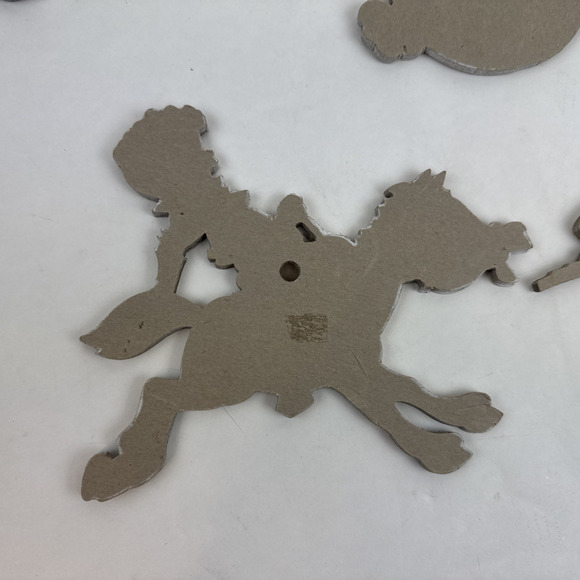 Vintage The Dolly Toy Co Cowboy Western Stage Coach Nursery Wall Plaque 1958 Set - Picture 6 of 16